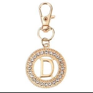 Gold and Silver Initial Keychain Charm "D"